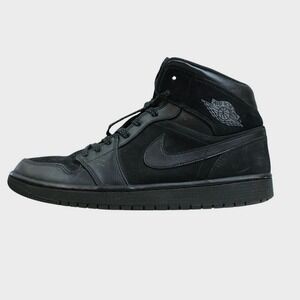 Jordan Air Jordan 1 Mid Mens Size 12 Black Triple Black Suede Sneakers